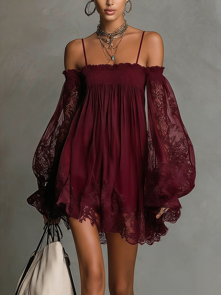 Marielle | Elegant Sheer Sleeve Mini Dress