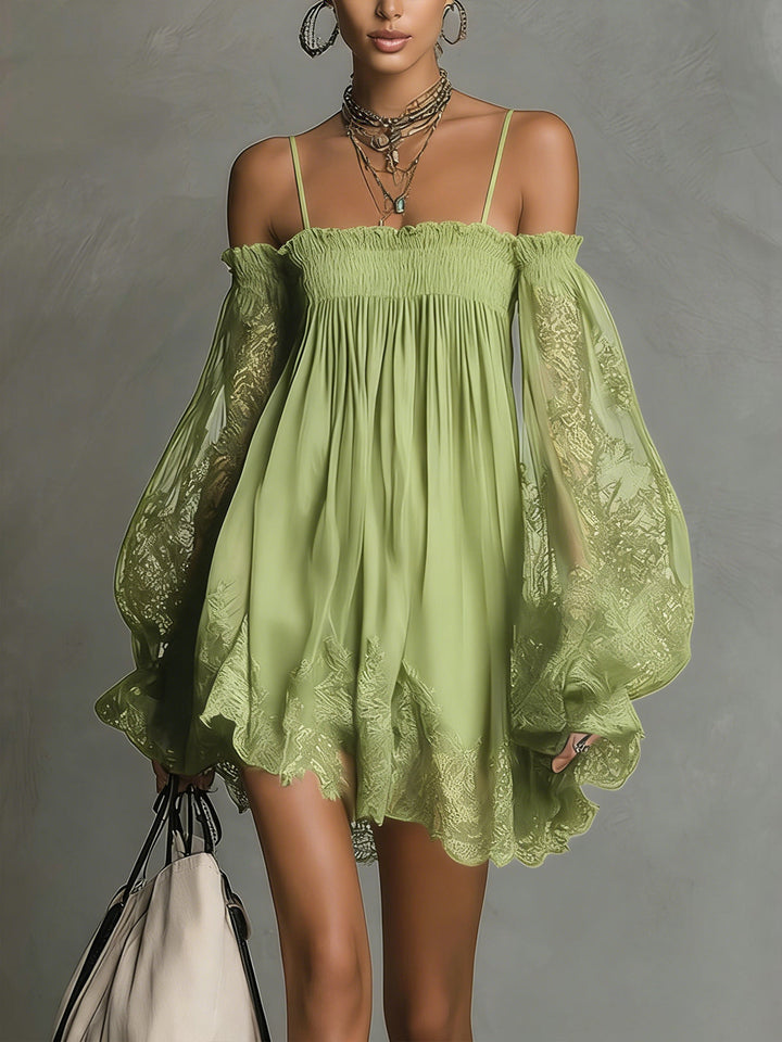 Marielle | Elegant Sheer Sleeve Mini Dress