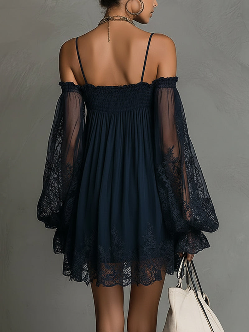 Marielle | Elegant Sheer Sleeve Mini Dress