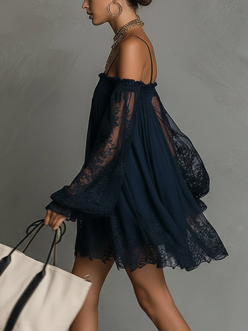 Marielle | Elegant Sheer Sleeve Mini Dress