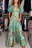 Airy maxi dress with puff sleeves and V-neck