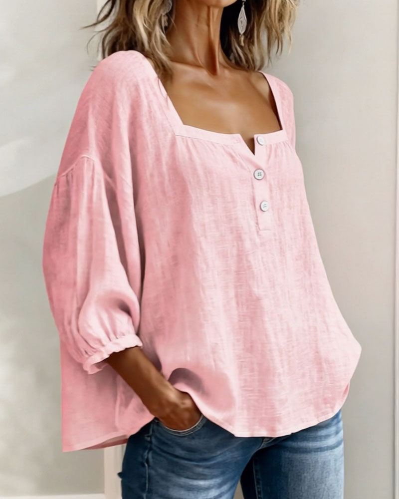 Cléa | Relaxed Square Neck Blouse