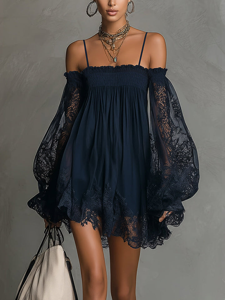 Marielle | Elegant Sheer Sleeve Mini Dress