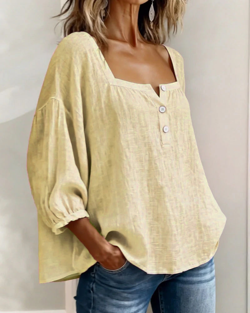 Cléa | Relaxed Square Neck Blouse