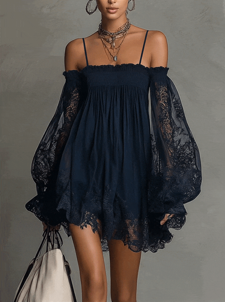 Marielle | Elegant Sheer Sleeve Mini Dress